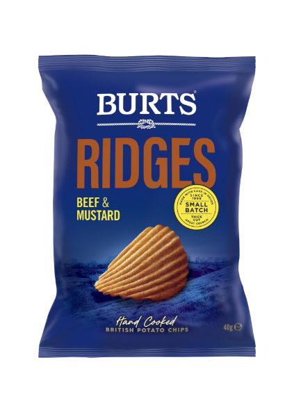 BURTS *RIDGES* BEEF & MUSTARD CRISPS [20x40g]